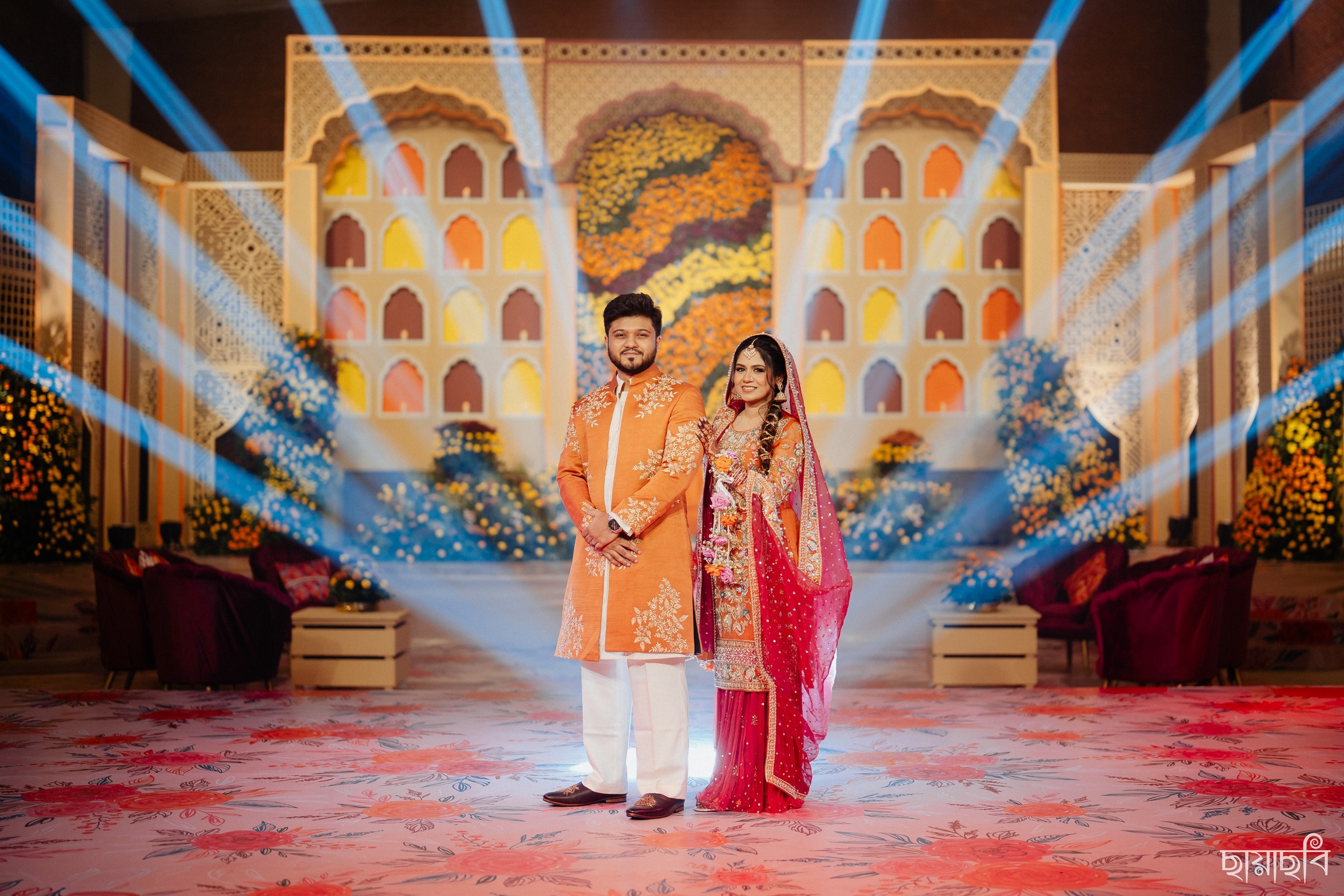 holud hues telling their love story Samiha fahim Aloki Platinum events8